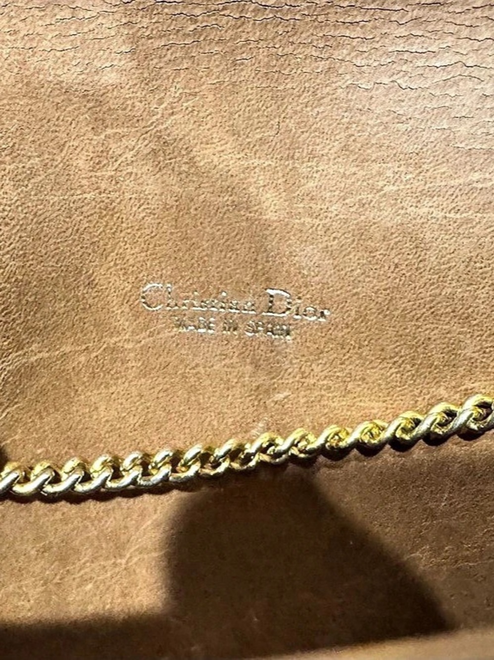 Vintage 1980’s Christian Dior Honeycomb Chain Shoulder Bag in Brown & Beige - Picture 12 of 13